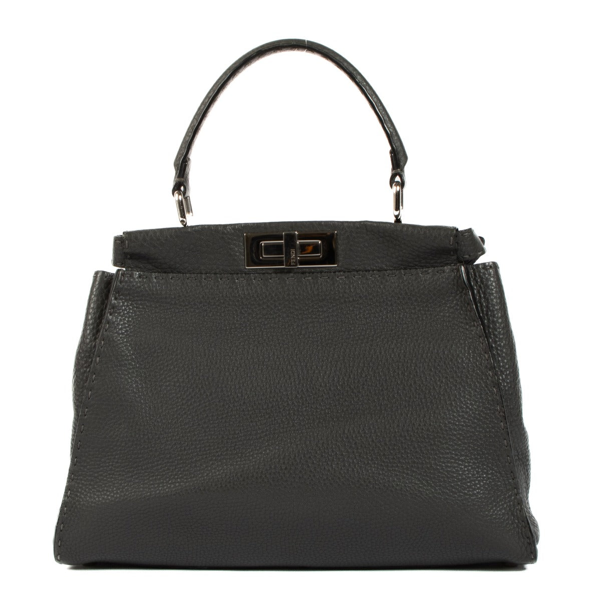 Shop 100% authentic second-hand Fendi Grey Grained Leather Medium Peekaboo Top Handle Bag on Labellov.com