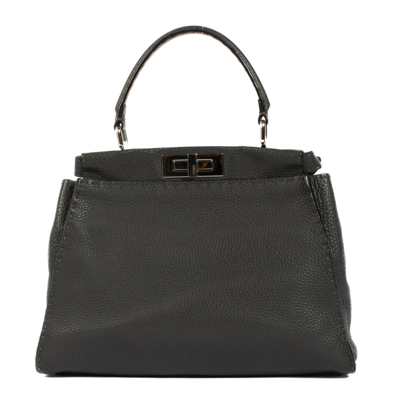 Shop 100% authentic second-hand Fendi Grey Grained Leather Medium Peekaboo Top Handle Bag on Labellov.com