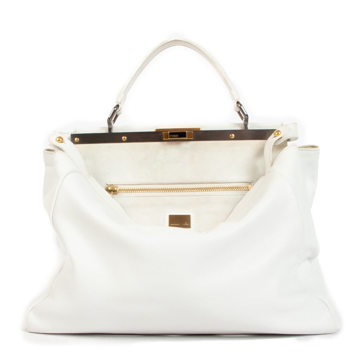 Shop this authentic second hand Fendi White Goatskin Large Peekaboo Handbag on Labellov.com