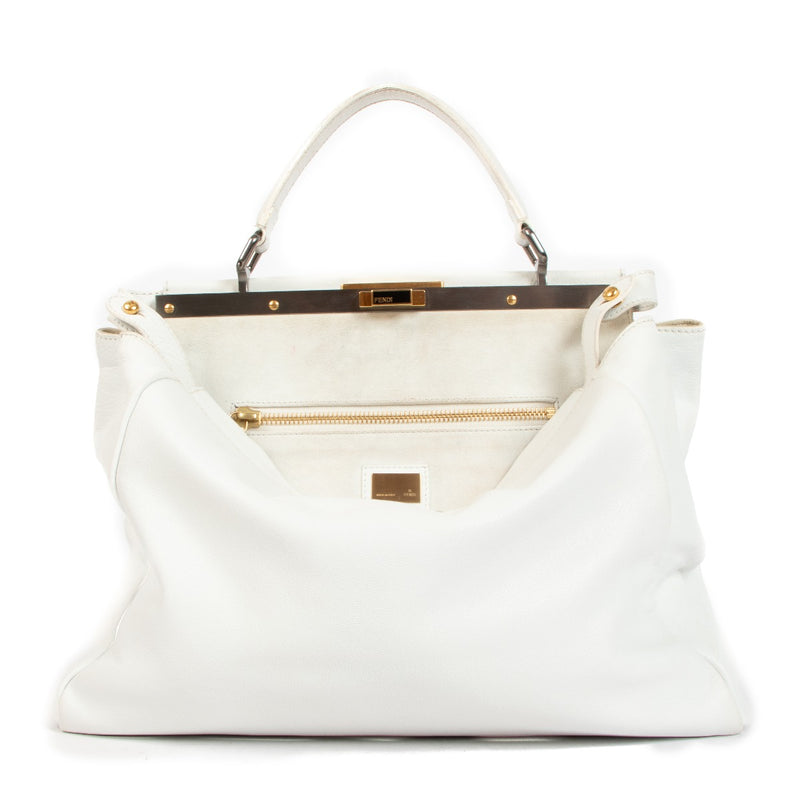 Shop this authentic second hand Fendi White Goatskin Large Peekaboo Handbag on Labellov.com