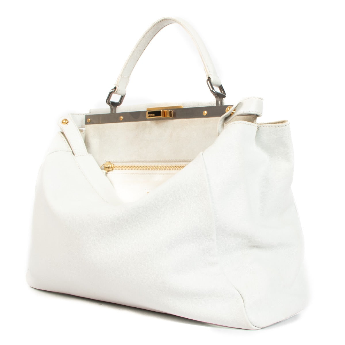 Shop this authentic second hand Fendi White Goatskin Large Peekaboo Handbag on Labellov.com