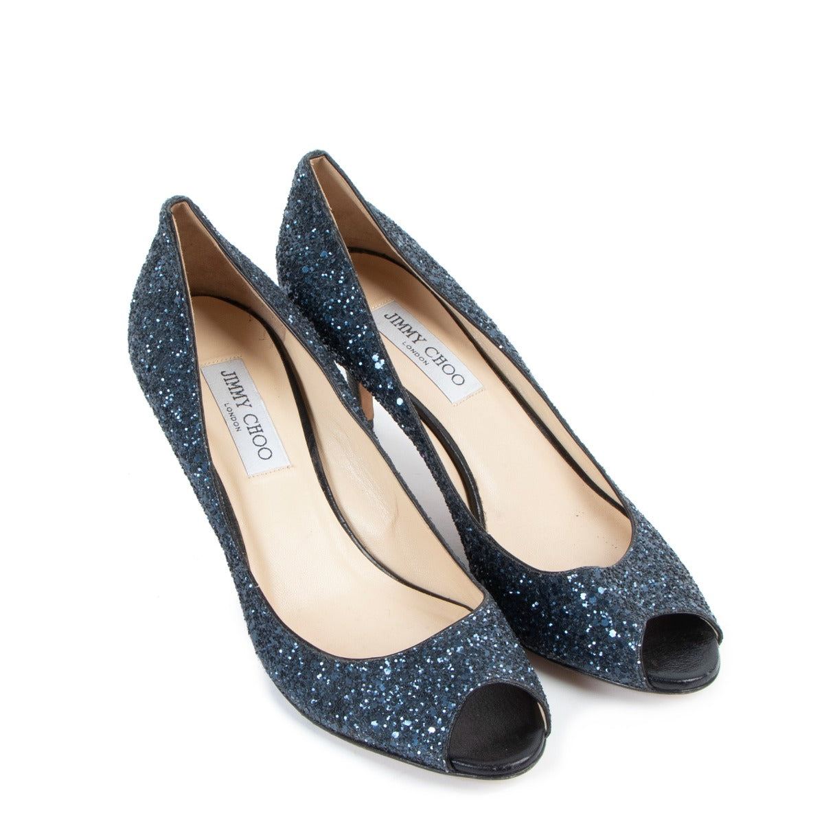Buy online authentic second hand Jimmy Choo blue Glitter Pumps in very good condition at labellov in Antwerp