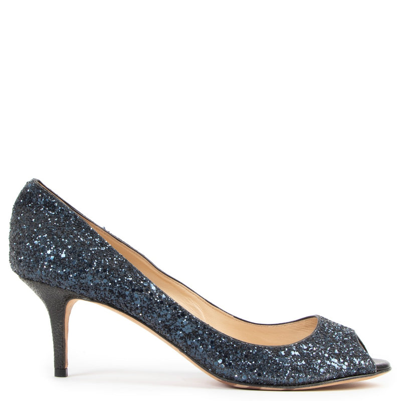 Buy online authentic second hand Jimmy Choo blue Glitter Pumps in very good condition at labellov in Antwerp