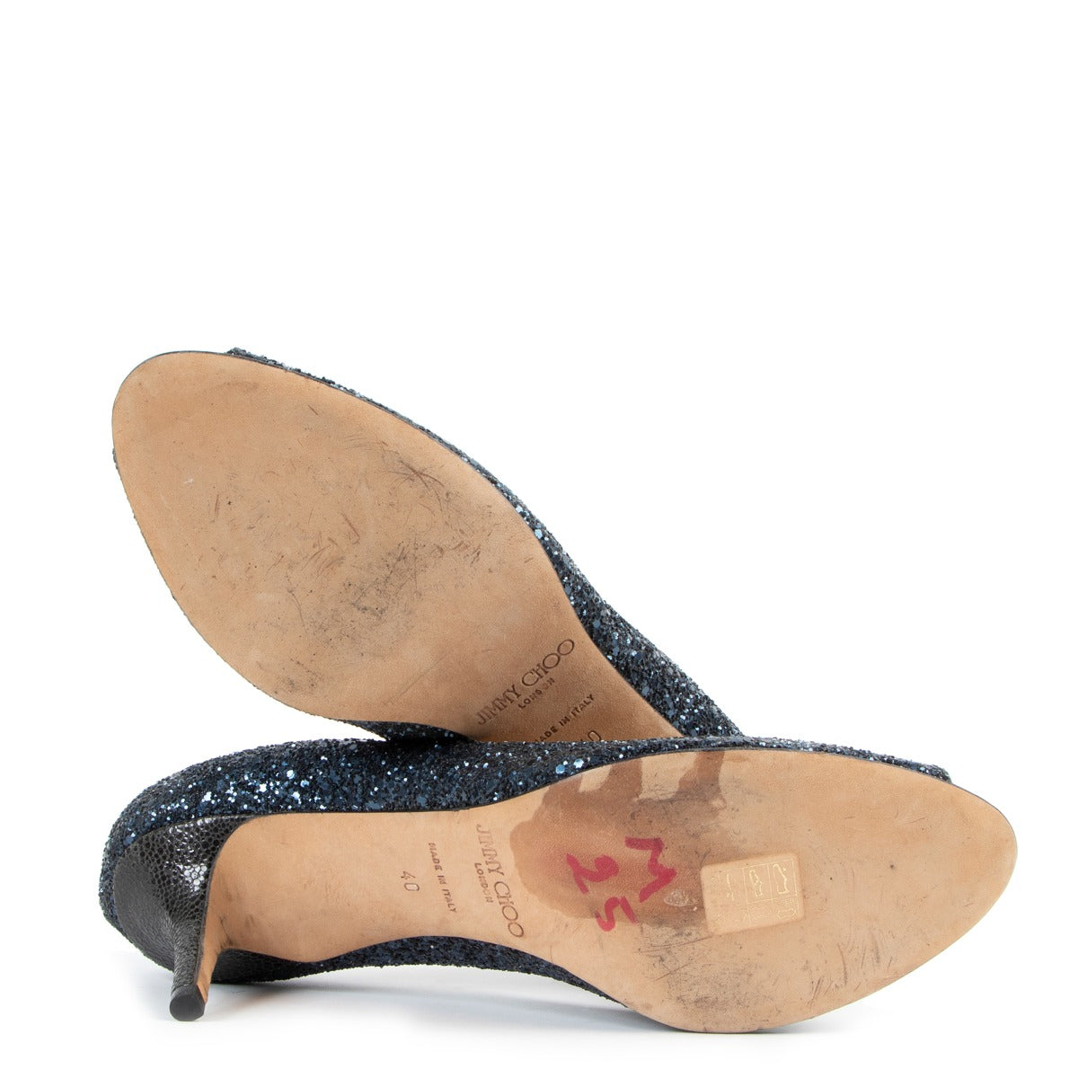 Buy online authentic second hand Jimmy Choo blue Glitter Pumps in very good condition at labellov in Antwerp