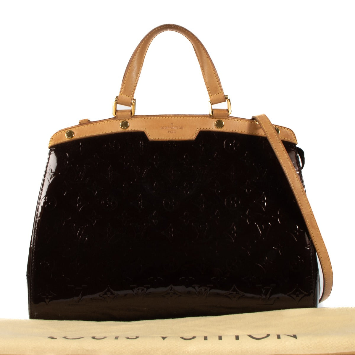 Buy this authentic second-hand vintage Louis Vuitton Amarante Monogram Vernis Brea MM Tote Bag at online webshop LabelLOV. Safe and secure shopping. Koop deze authentieke tweedehands vintage Louis
