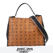 MCM Camel Corina Visetos Shoulder Bag