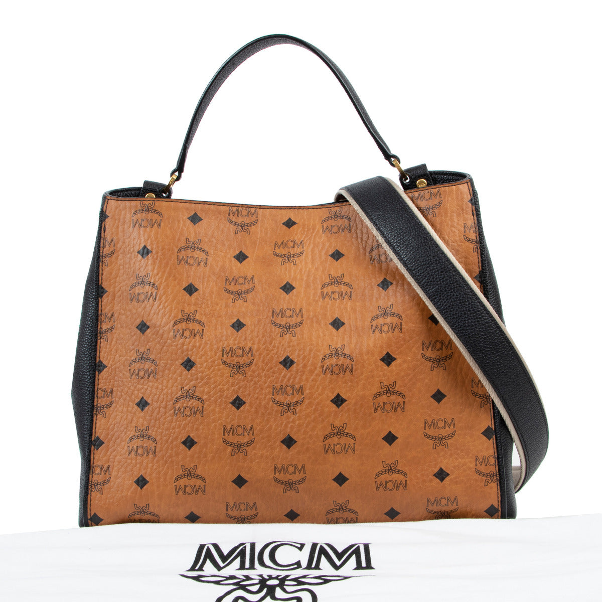 MCM Camel Corina Visetos Shoulder Bag