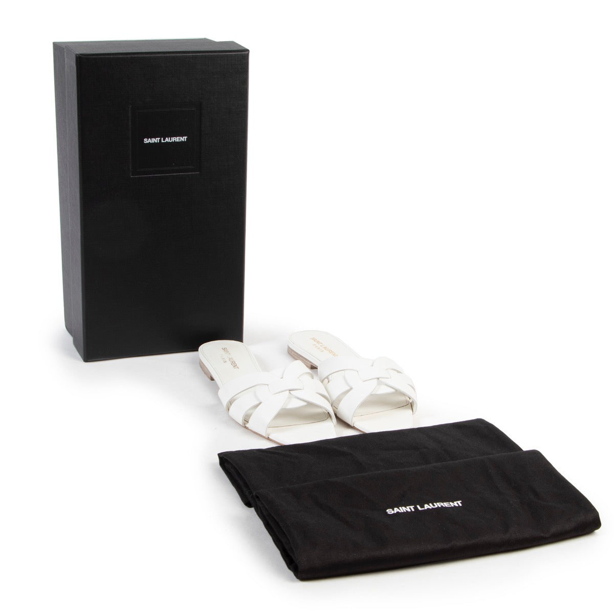 Veilig online kopen Saint Laurent witte Tribute sandalen in maat 37,5.