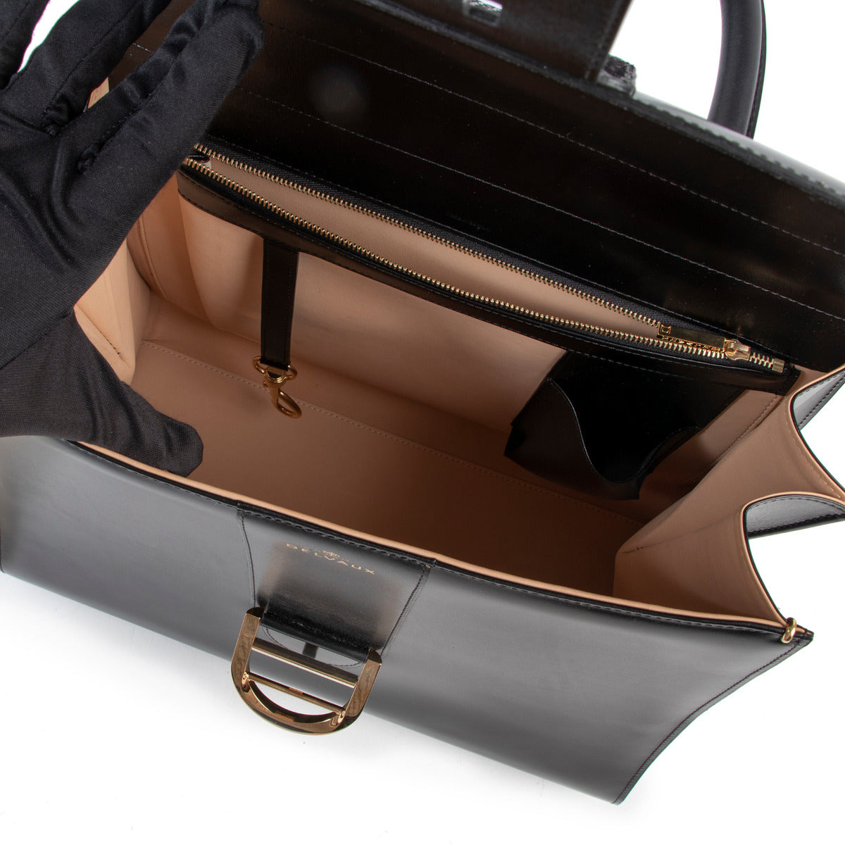 Delvaux Brillant GM Black Boxcalf Purple Python Flap