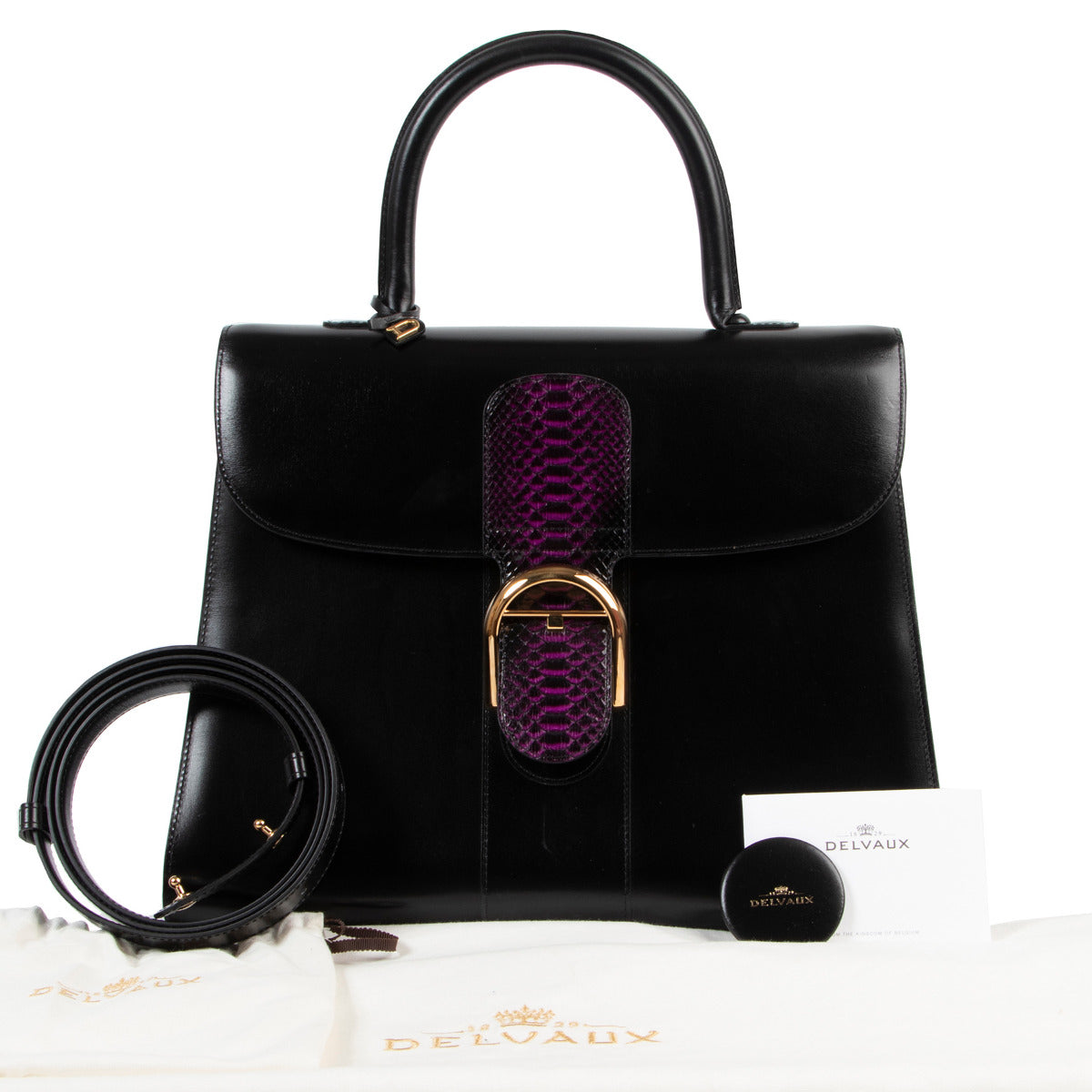 Exotic limited edition Delvaux Brillant Purple Python GM for sale at Labellov secondhand luxury in Antwerp for sale at Labellov