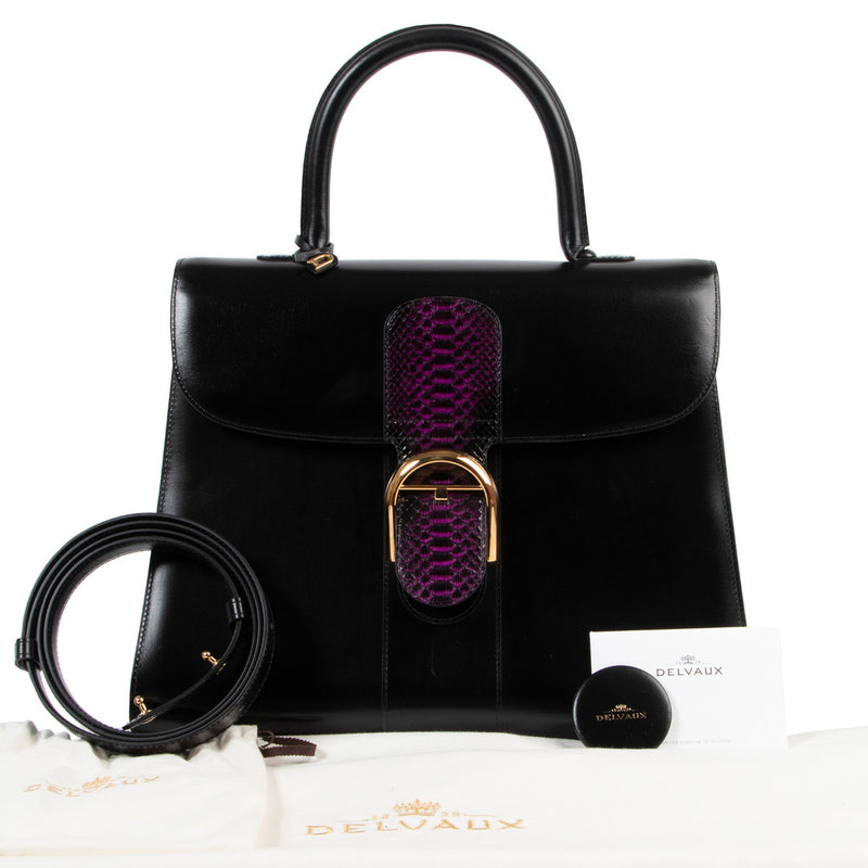 Exotic limited edition Delvaux Brillant Purple Python GM for sale at Labellov secondhand luxury in Antwerp for sale at Labellov