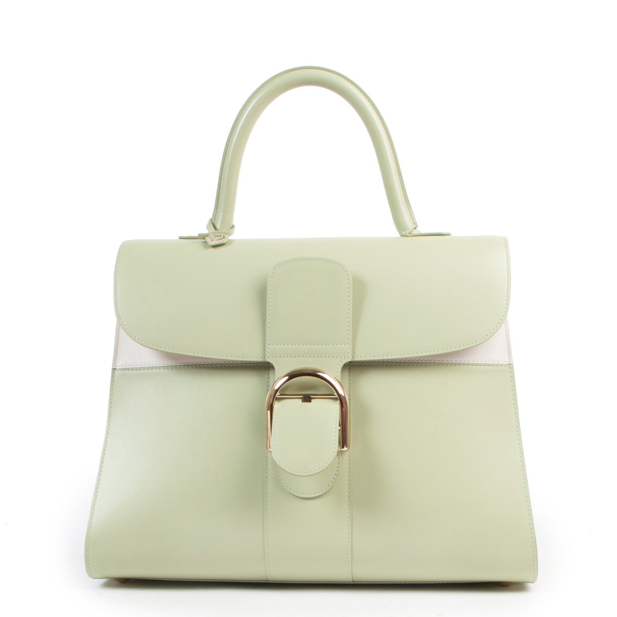 Delvaux Pistache Green Colorblock Brillant GM for the best price at Labellov secondhand luxury in Antwerp
