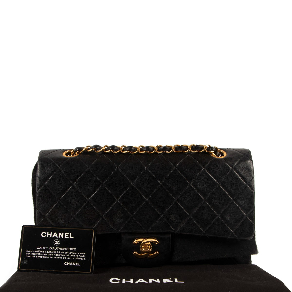 Shop authentic second hand Chanel Black Vintage Lambskin Medium Classic Flap Bag at Labellov