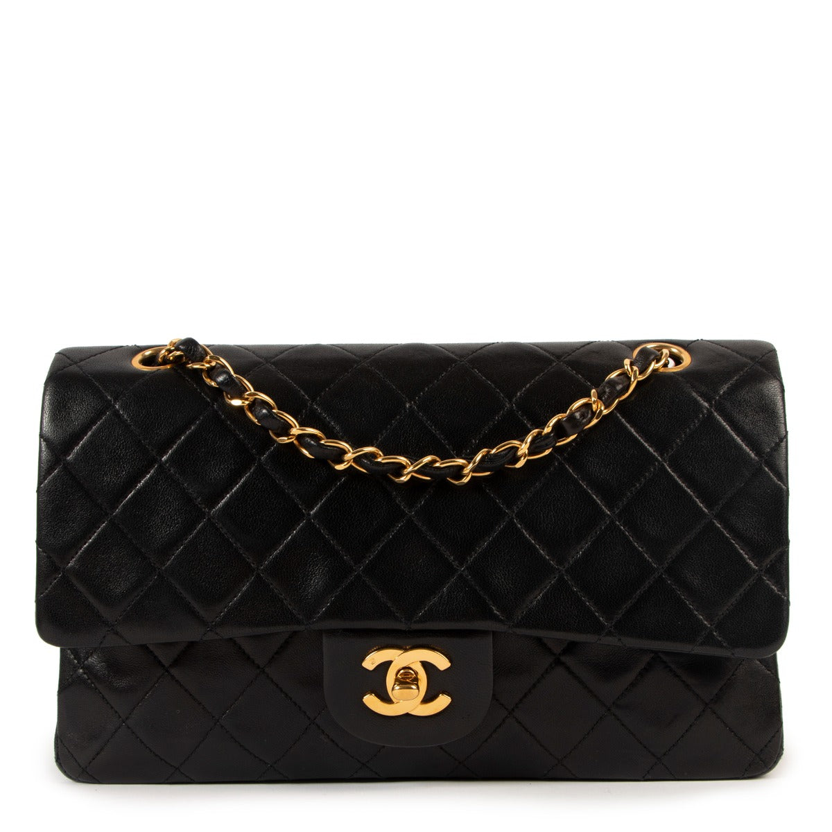 Shop authentic second hand Chanel Black Vintage Lambskin Medium Classic Flap Bag at Labellov