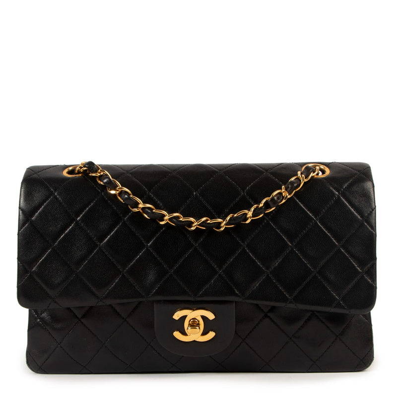 Shop authentic second hand Chanel Black Vintage Lambskin Medium Classic Flap Bag at Labellov