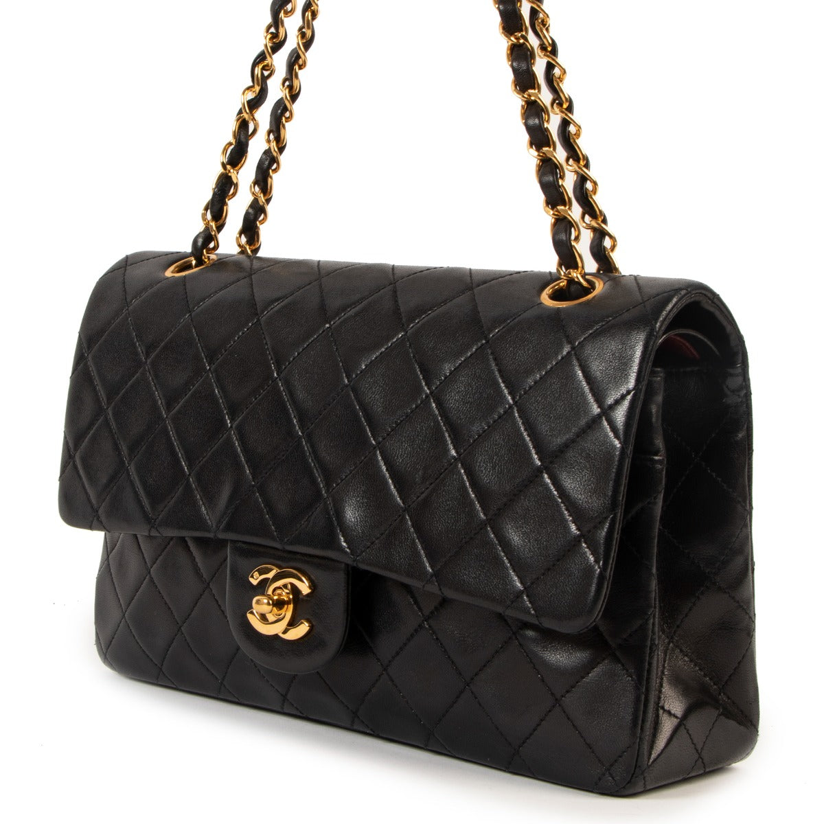 Shop authentic second hand Chanel Black Vintage Lambskin Medium Classic Flap Bag at Labellov