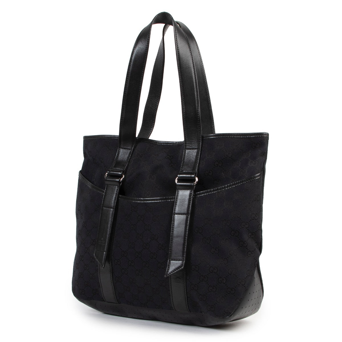 koop veilig online tegen de beste prijs Gucci Black Monogram Canvas Shoulder Bag
