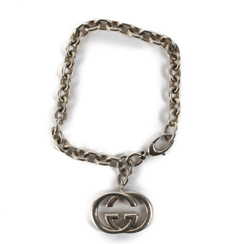 Gucci Silver-toned Metal GG Bracelet