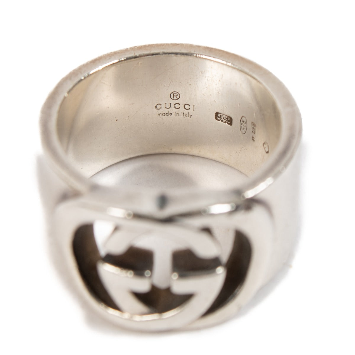 Gucci Sterling Silver Interlocking GG Ring - Size 50