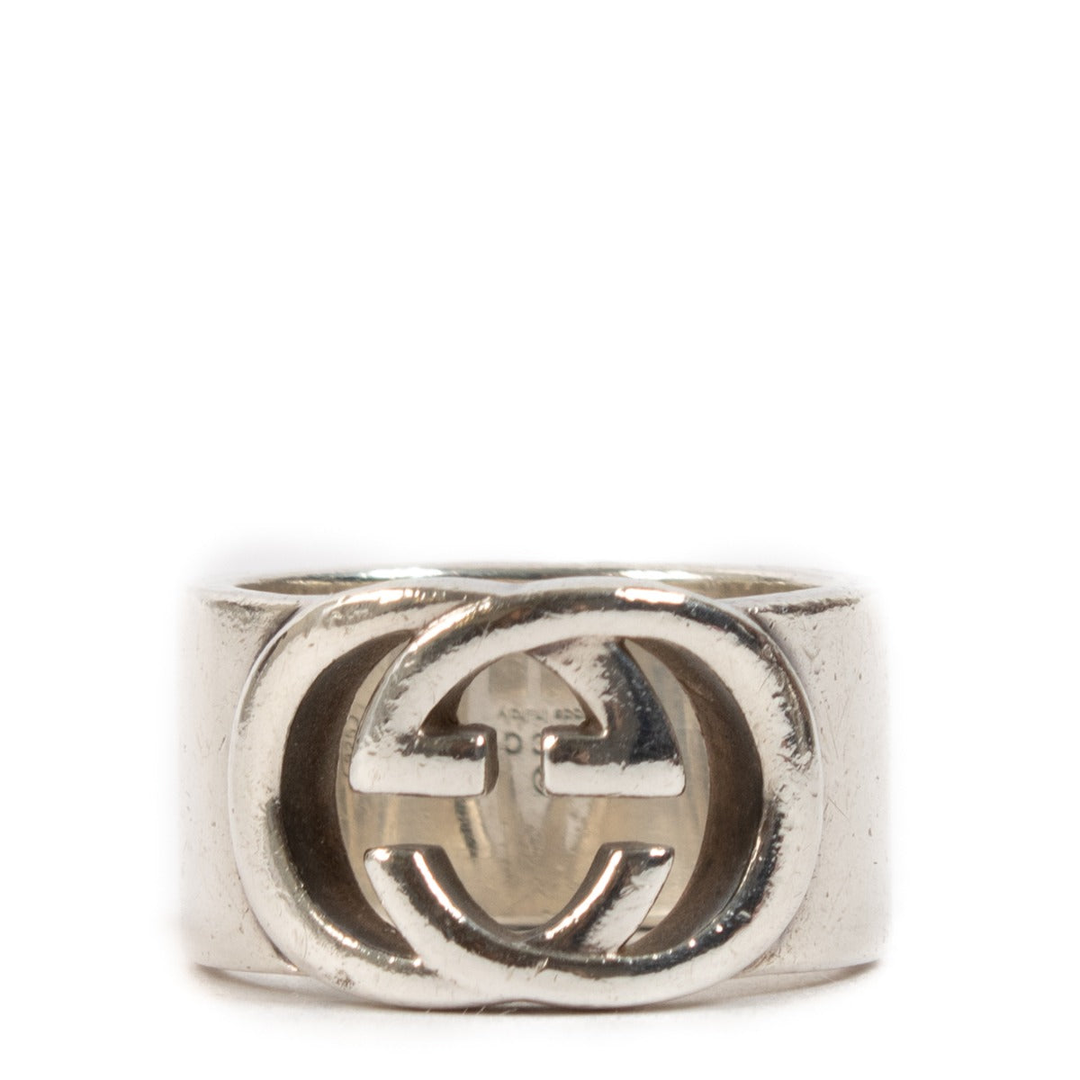 Gucci Sterling Silver Interlocking GG Ring - Size 50