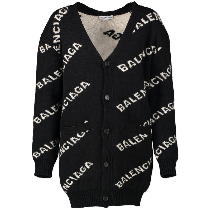 Balenciaga Black Logo Cardigan - size 36