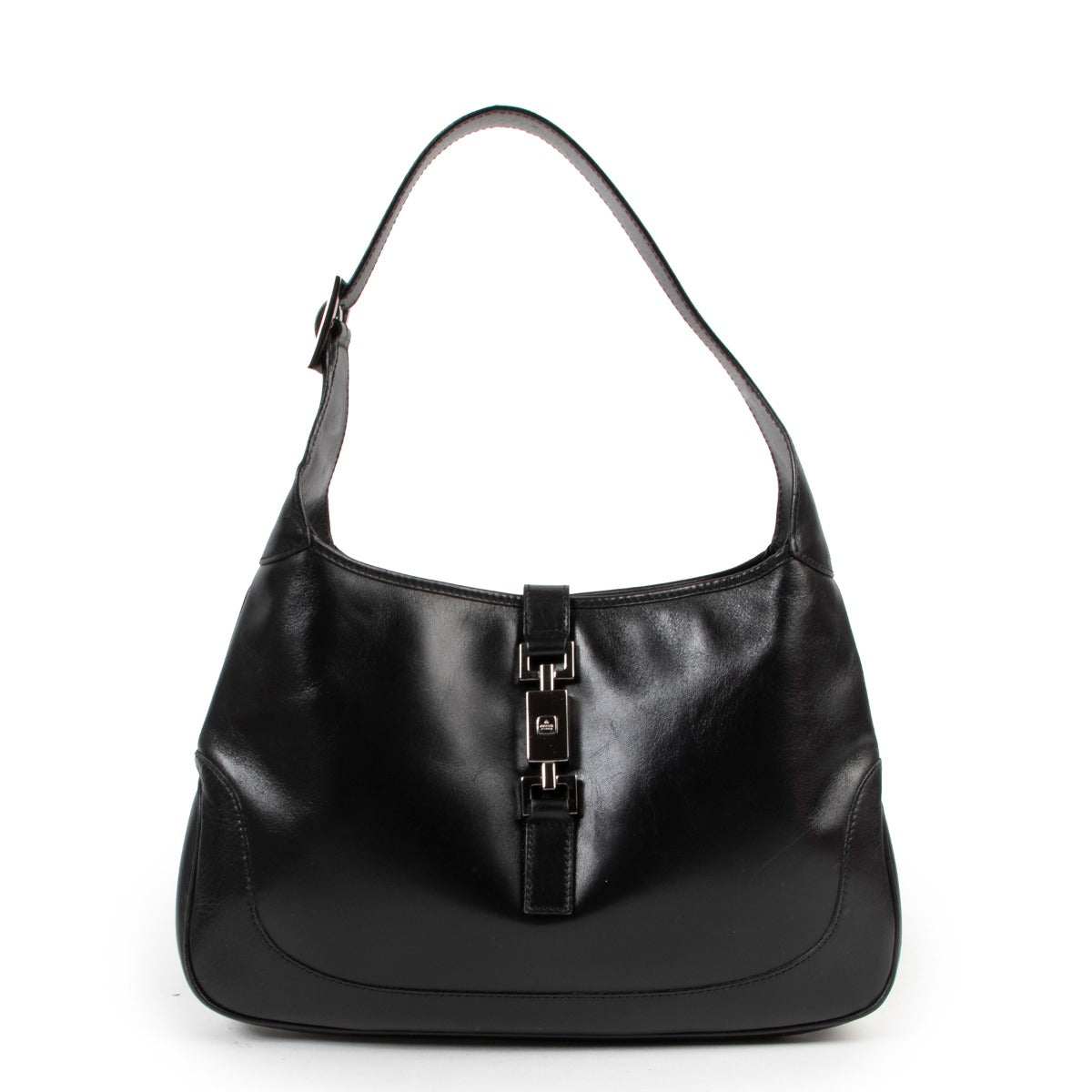 Authentic secondhand Gucci Black Leather Jackie 1961 medium hobo bag designer bags fashion luxury vintage webshop safe secure online shopping