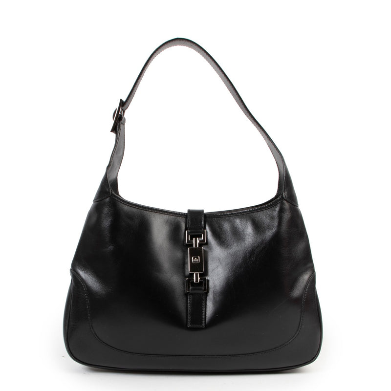 Authentic secondhand Gucci Black Leather Jackie 1961 medium hobo bag designer bags fashion luxury vintage webshop safe secure online shopping