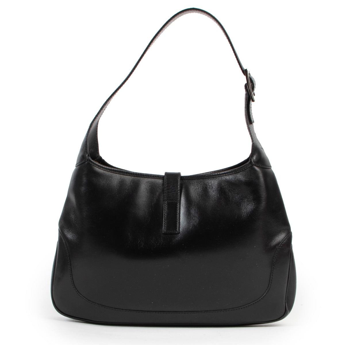 Shop the authentic secondhand Gucci Black Leather Jackie 1961 medium hobo bag online safely