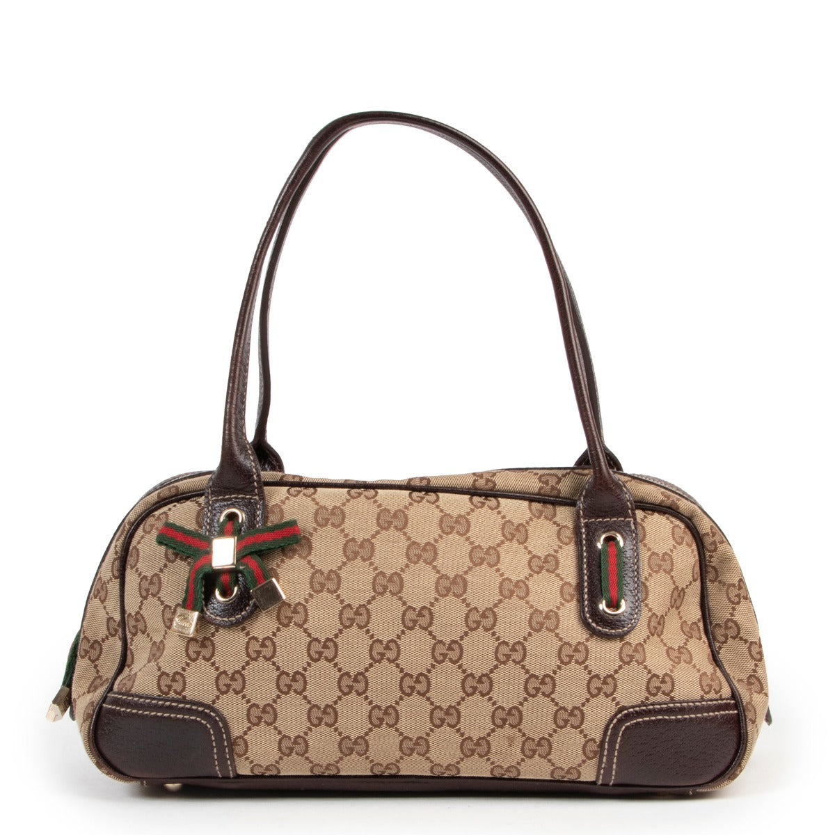 Shop safe online authentic second hand Gucci Monogram Top Handle Boston Bag