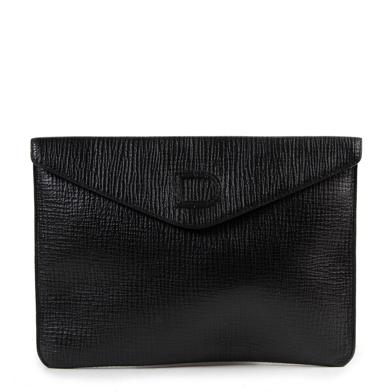 Shop safe online authentic Delvaux Black Enveloppe Clutch at the right price