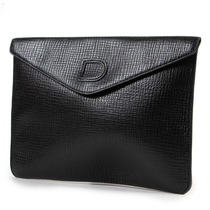 Veilig online kopen van authentiek zwarte Delvaux clutch bij Labellov.com