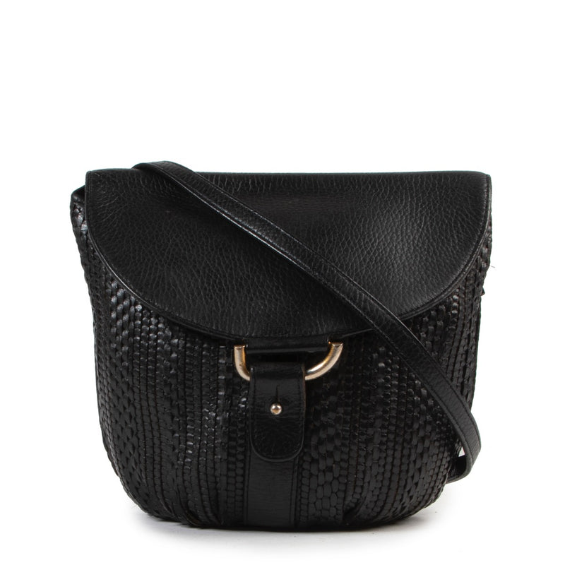 Shop safe online authentic second hand Delvaux Black Toile De Cuir Crossbody Bag.