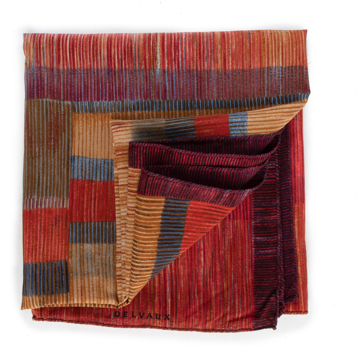 Shop safe online 100% authentic second hand Delvaux Red Striped Square Scarf in very good condition at Labellov in Antwerp.