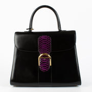 authentic preloved Delvaux Black/Cardinal Python Flag Brillant GM on Labellov.com