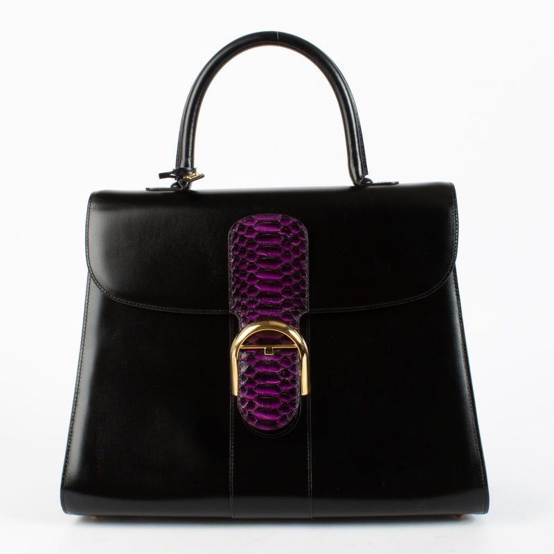 authentic preloved Delvaux Black/Cardinal Python Flag Brillant GM on Labellov.com
