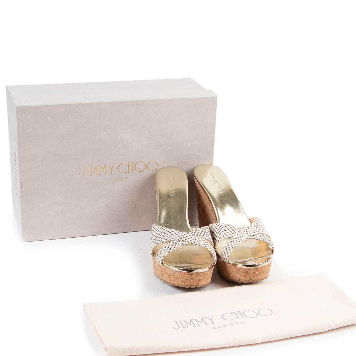 Jimmy Choo Cork Python Wedge Heel - size 39