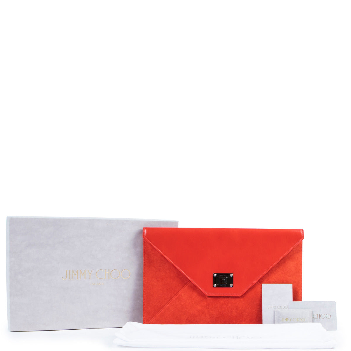 Jimmy Choo Coral Red Suede Clutch