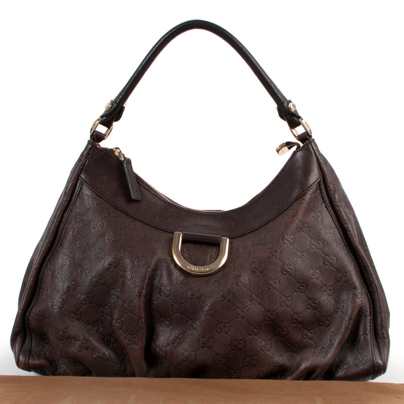 Gucci Bruine Abbey Guccissima Hobo Tas