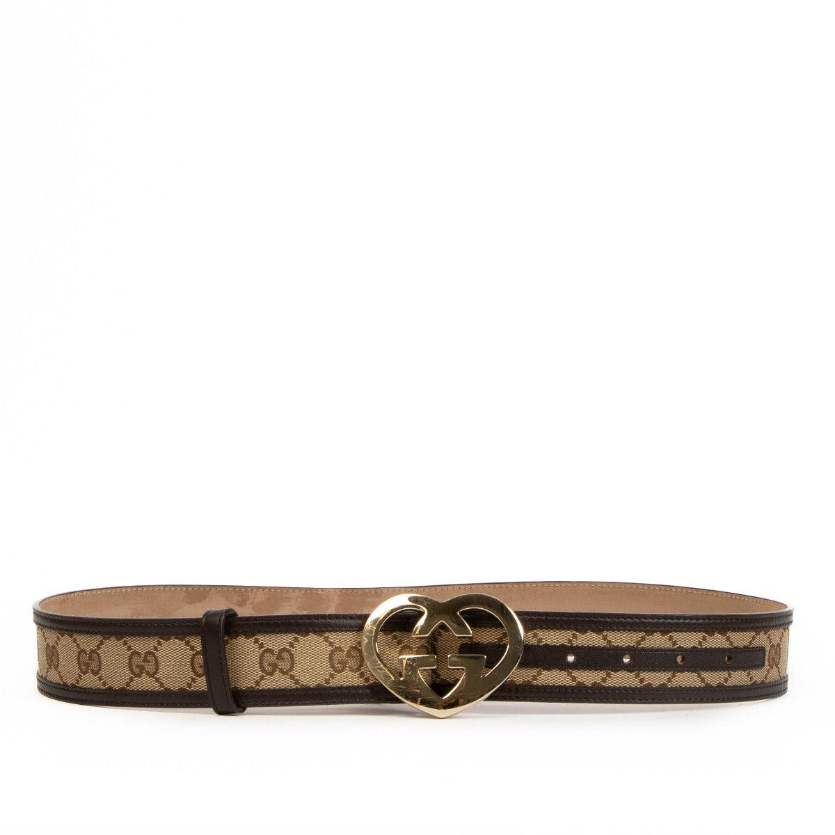 Gucci GG Canvas Heart Buckle Belt