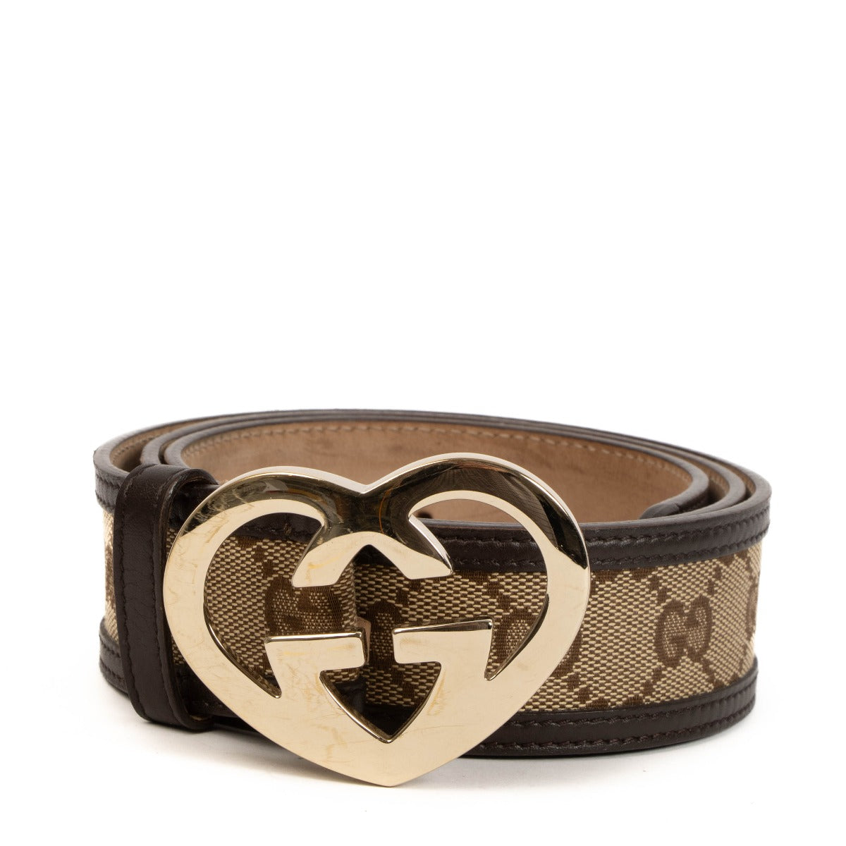 Gucci GG Canvas Heart Buckle Belt