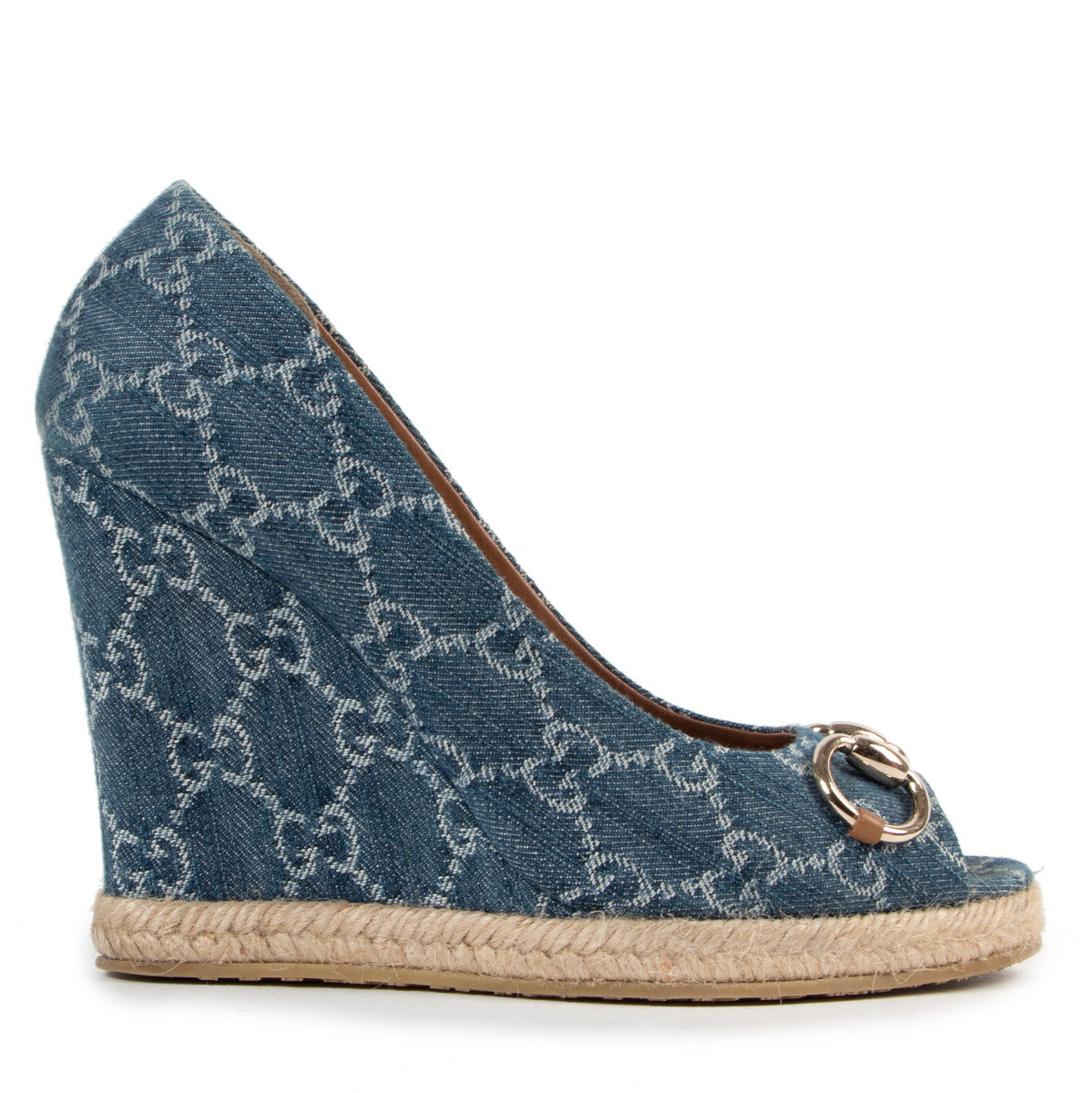 Escarpins compensés Gucci en jean bleu avec mors - taille 38,5