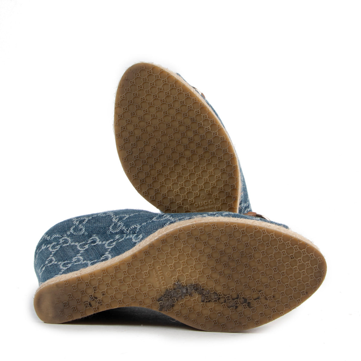 Escarpins compensés Gucci en jean bleu avec mors - taille 38,5