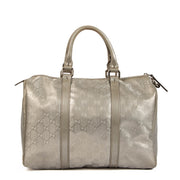 Shop safe online at Labellov in Antwerp, Brussels and Knokke this 100% authentic second hand Gucci Silver Imprime GG Coated Canvas Joy Boston Bag