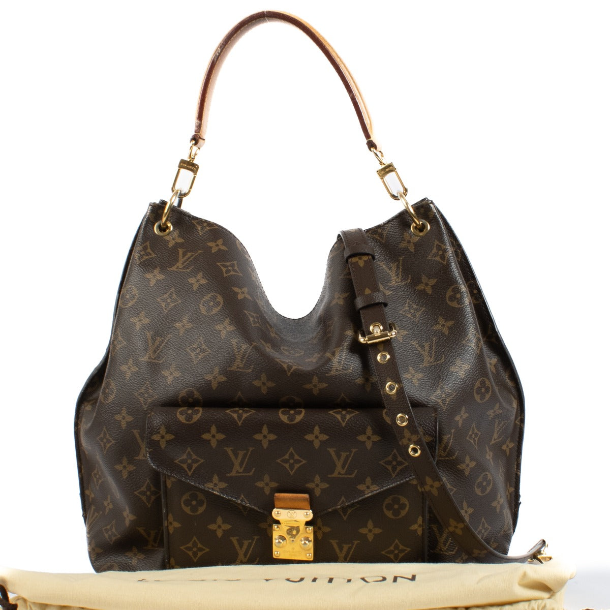 Shop safe online at Labellov in Antwerp, Brussels and Knokke this 100% authentic second hand Louis Vuitton Monogram Metis Hobo Bag