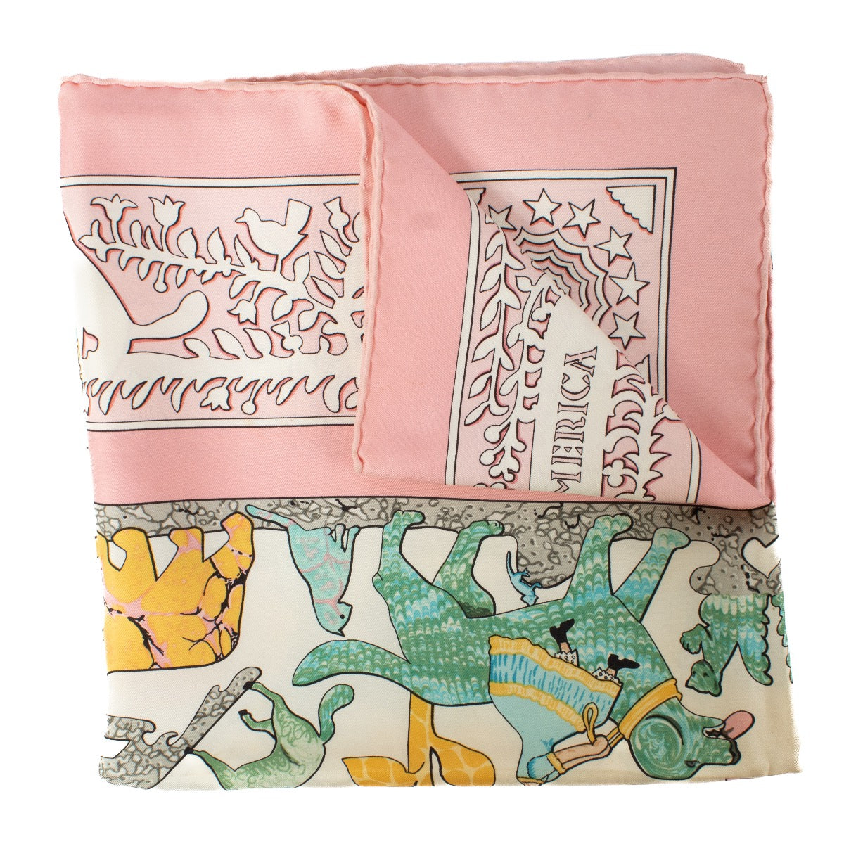 Shop safe online at Labellov in Antwerp, Brussel and Knokke this 100% authentic second hand Hermès Multicolor Early America Silk Carré 90 Scarf