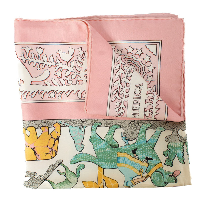 Shop safe online at Labellov in Antwerp, Brussel and Knokke this 100% authentic second hand Hermès Multicolor Early America Silk Carré 90 Scarf