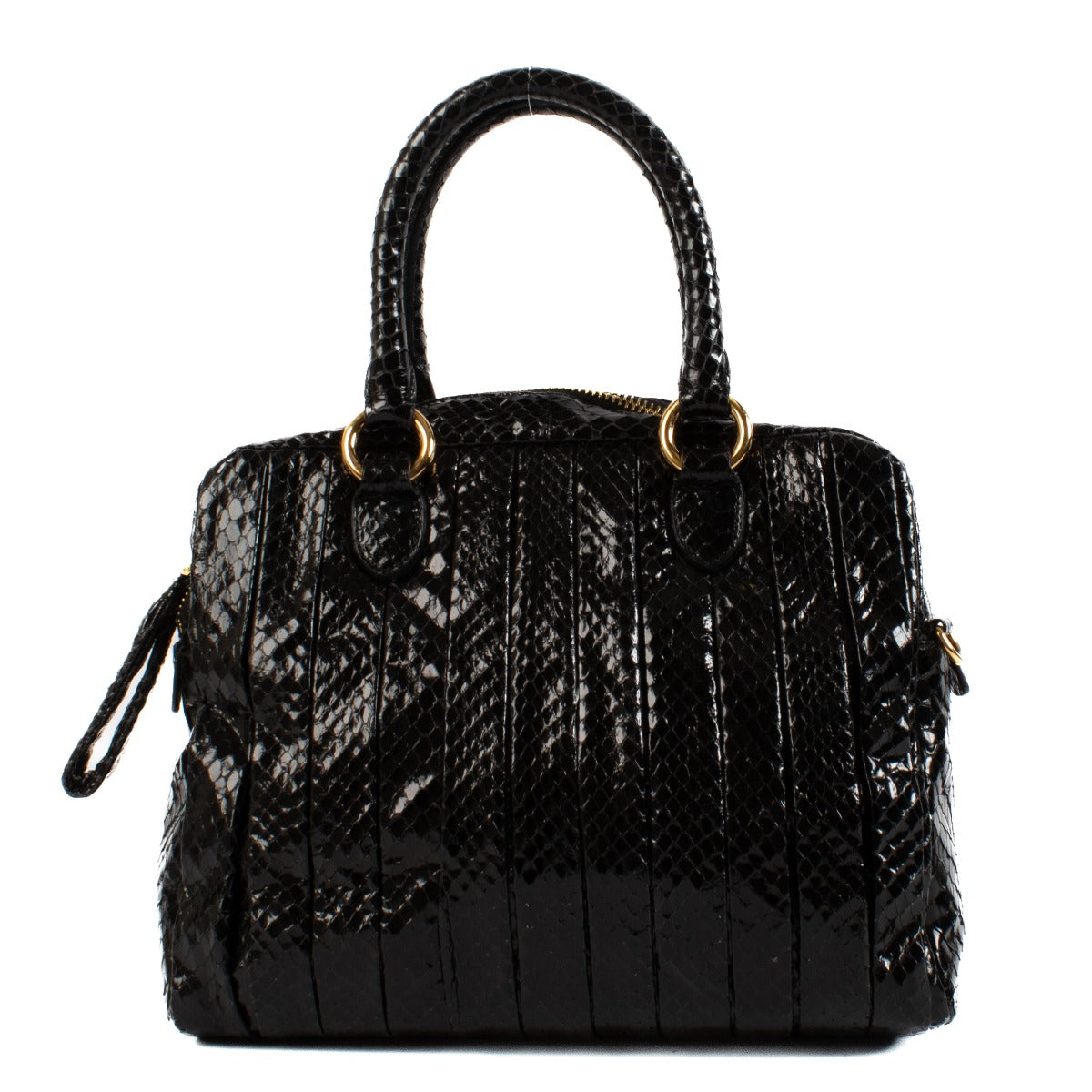 Miu Miu 2009 Black Python Whips Plisse Handbag