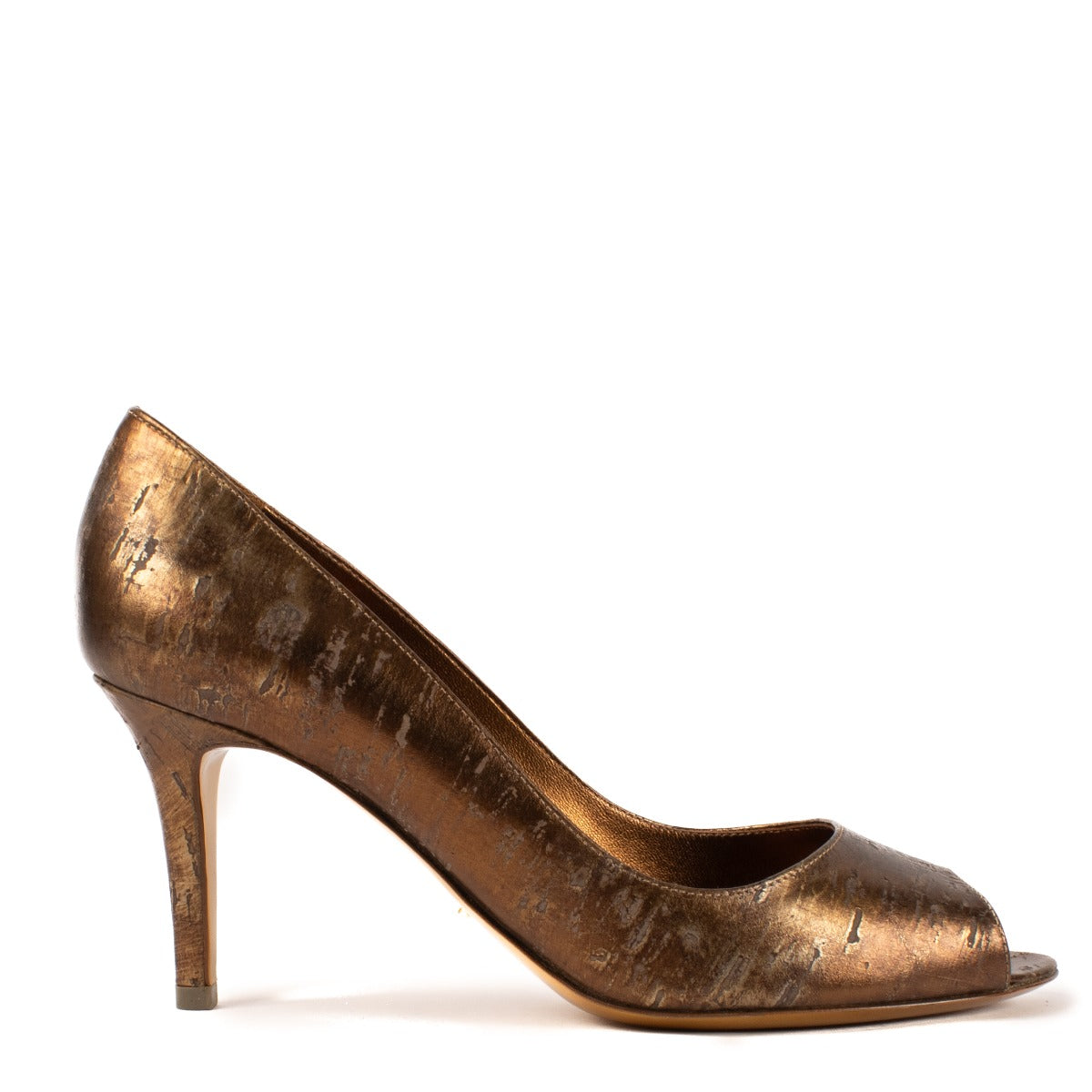 Sergio Rossi Bronze Wood Effect Pumps