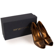 Sergio Rossi Bronze Wood Effect Pumps