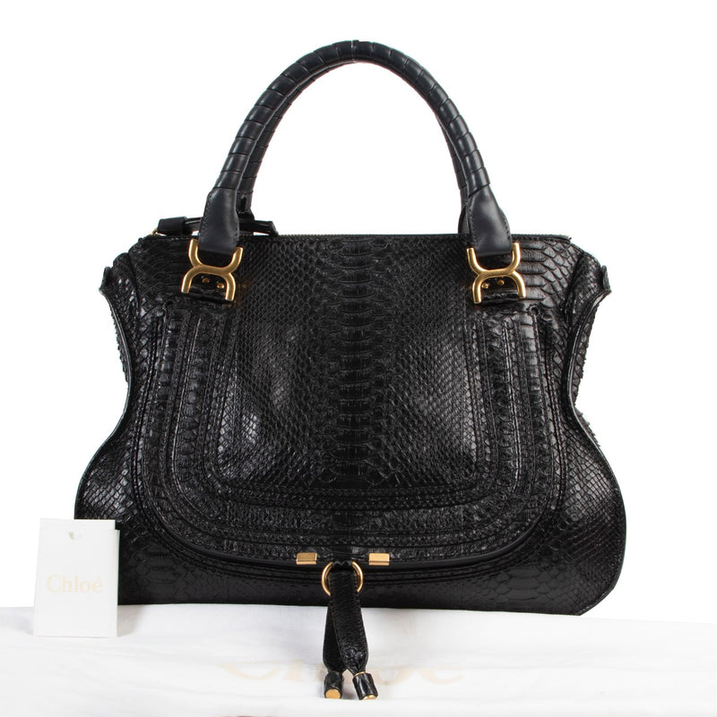 Chloé Black Python Marcie Shoulder Bag